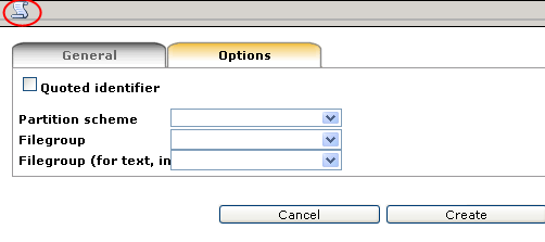 myLittleAdmin Table Creation Options