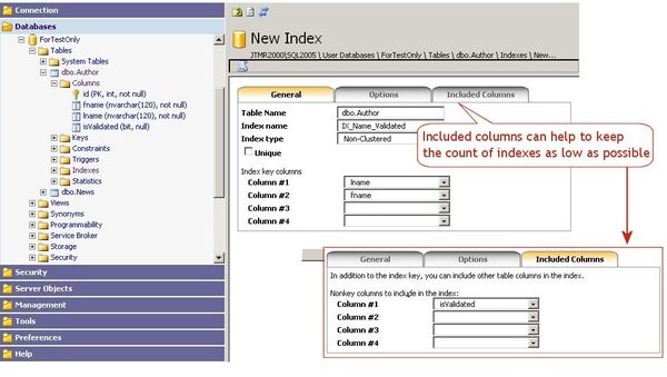 How to include nonkey columns to a nonclustered index